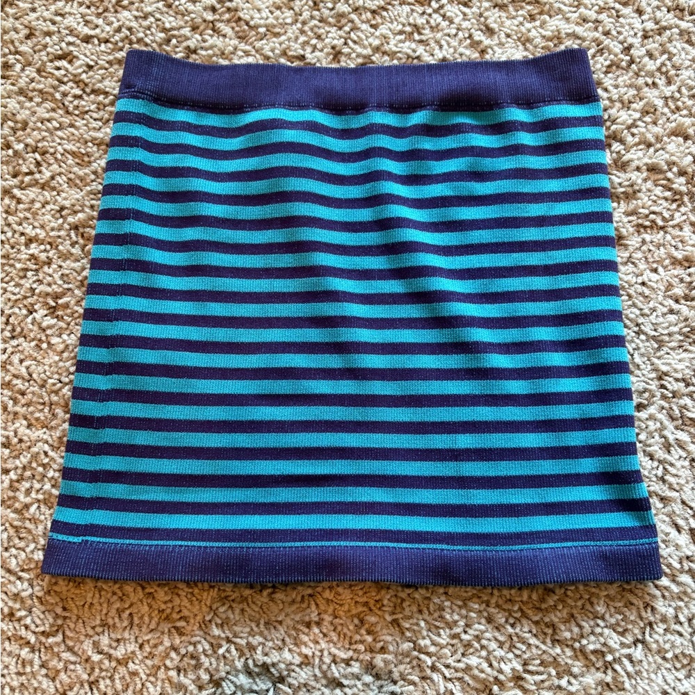 Urban Outfitters Teal and Navy Striped Tube Top
